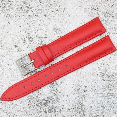 Каишка за часовник Lyon LY16190, Кожена, Червена, 16мм