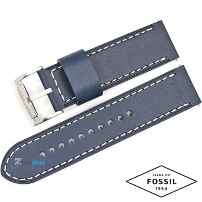 Каишка за часовник FOSSIL JR1480, Кожена, Тъмно синя, 24мм Изображение 1