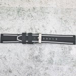 Силиконова каишка за часовник SN2060BC, Черно-бяла, 20мм
