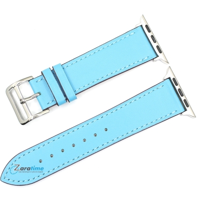 Каишка за часовник Apple Watch AP222071, Кожена, Светло синя, 44мм / 22mm