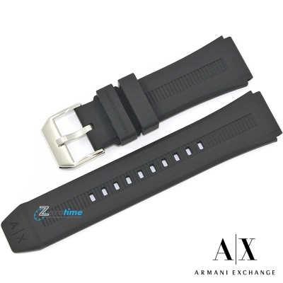 Каишка за часовник ARMANI EXCHANGE AX1810, Силиконова, Черна, 26мм