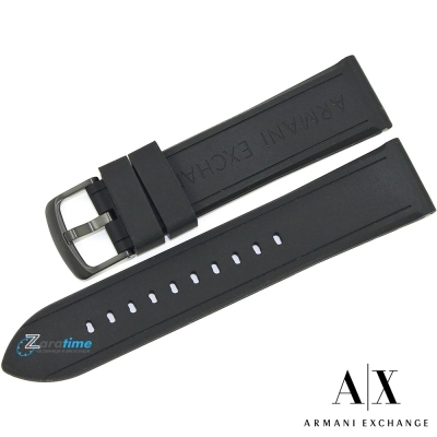 Каишка за часовник ARMANI EXCHANGE AX2610, Силиконова, Черна, 22мм