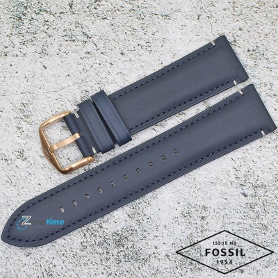 Каишка за часовник Fossil FS5237, Кожена, Тъмно синя, 22мм