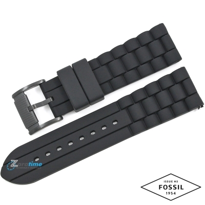 Каишка за часовник FOSSIL FS4605 FS4487 JR1425, Силиконова, Черна, 24мм