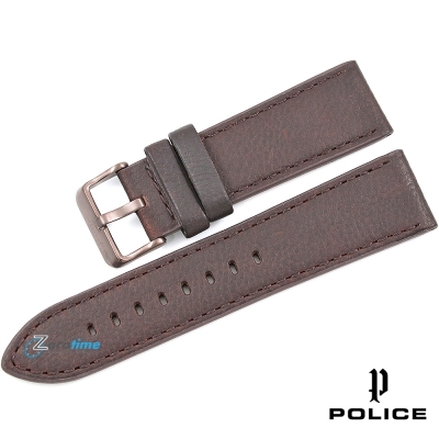 Каишка за часовник POLICE 14638XSBZS-12, Кожена, Тъмно кафява, 24мм