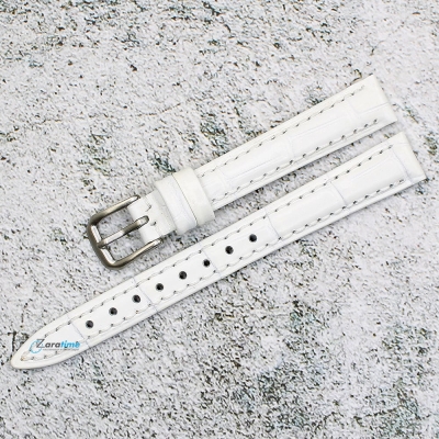 Каишка за часовник Azzuro Delux AZD1260, Кожена, Бяла, 12мм