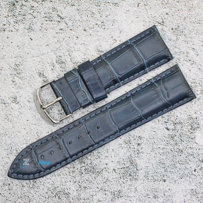 Каишка за часовник Hightone HT24-455, Кожена, Тъмно синя, 24мм