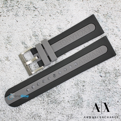 Каишка за часовник ARMANI EXCHANGE AX2447, Силиконова, Черно-сива, 22мм