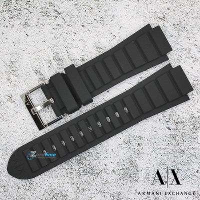 Каишка за часовник ARMANI EXCHANGE AX4161, Силиконова, Черна, 17мм