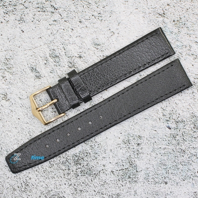 Каишка за часовник Azzuro Delux AZD18706G, Кожена, Черна, 18мм