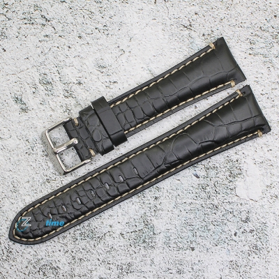Каишка за часовник Azzuro Delux AZD2225, Кожена, Черна, 22мм