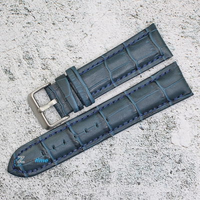 Каишка за часовник Azzuro Delux AZD2270, Кожена, Тъмно синя, 22мм
