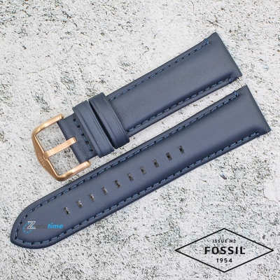Каишка за часовник FOSSIL FS4835, Кожена, Тъмно синя, 22мм