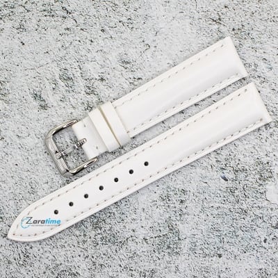 Каишка за часовник Hightone Premium HT18-513S, Кожена, Бяла, 18мм