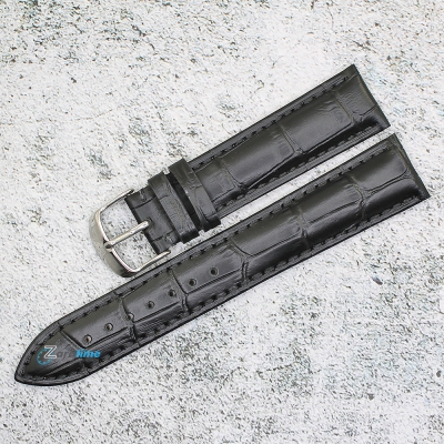 Каишка за часовник Hightone HT20-346V, Кожена, Черна, 20мм