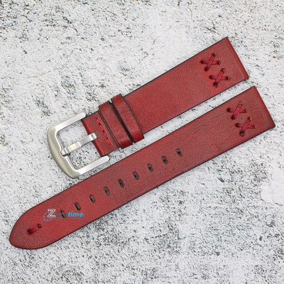 Каишка за часовник Hightone Premium HT20-A83S, Кожена, Бордо, 20мм