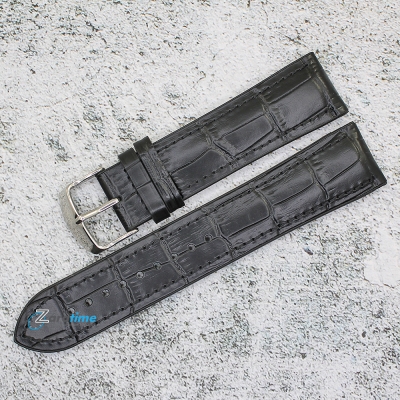 Каишка за часовник Hightone Premium HT22-821, Кожа и полимер, Черна, 22мм