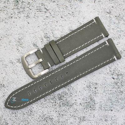 Каишка за часовник Hightone Premium HT22-A39S, Кожена, Сива, 22мм