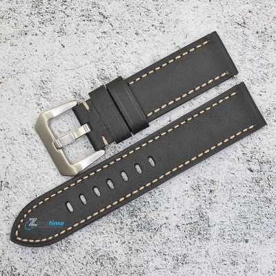 Каишка за часовник Hightone Premium HT22-A64S, Кожена, Черна, 22мм