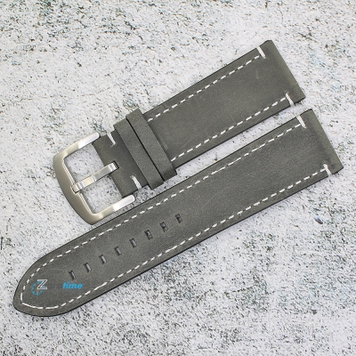 Каишка за часовник Hightone Premium HT24-A49S, Кожена, Сива, 24мм