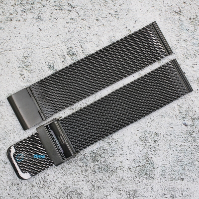 Метална верижка за часовник ML22-6606B, Меш, Стоманена, Черна, 22мм