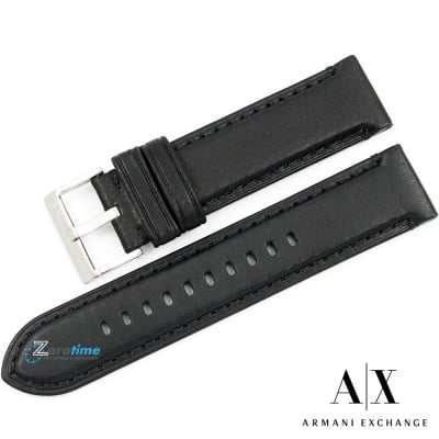 Каишка за часовник ARMANI EXCHANGE AX2101, Кожена, Черна, 22мм Изображение 1