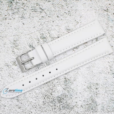 Каишка за часовник Azzuro Delux AZD16162, Кожена, Бяла, 16мм Изображение 1