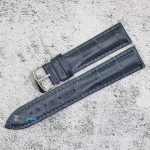 Каишка за часовник Hightone HT20-360, Кожена, Тъмно синя, 20мм