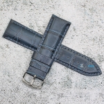 Каишка за часовник Hightone HT24-455, Кожена, Тъмно синя, 24мм