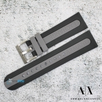 Каишка за часовник ARMANI EXCHANGE AX2447, Силиконова, Черно-сива, 22мм