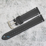 Каишка за часовник Hightone Premium HT20-A21S, Кожена, Черна, 20мм