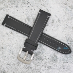 Каишка за часовник Hightone Premium HT20-A21S, Кожена, Черна, 20мм
