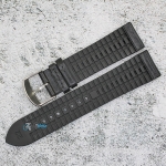 Каишка за часовник Hightone Premium HT22-815, Кожа и полимер, Черна, 22мм