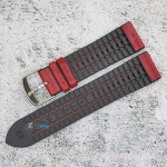 Каишка за часовник Hightone Premium HT22-819, Кожа и полимер, Бордо, 22мм