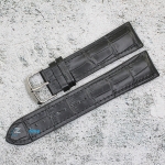 Каишка за часовник Hightone Premium HT22-821, Кожа и полимер, Черна, 22мм