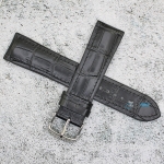 Каишка за часовник Hightone Premium HT22-821, Кожа и полимер, Черна, 22мм