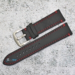 Каишка за часовник Hightone Premium HT22-A32S, Кожена, Черна, 22мм