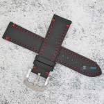 Каишка за часовник Hightone Premium HT22-A32S, Кожена, Черна, 22мм