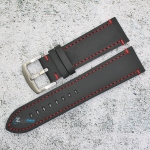 Каишка за часовник Hightone Premium HT24-A42S, Кожена, Черна, 24мм