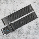 Метална верижка за часовник ML22-6606B, Меш, Стоманена, Черна, 22мм