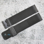 Метална верижка за часовник ML22-6606B, Меш, Стоманена, Черна, 22мм