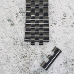 Верижка за часовник ML24-6019B, Стоманена, Черна, 24мм