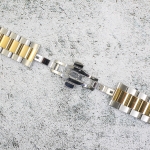 Верижка за часовник ML24-6022BCG, Стоманена, Биколор, 24мм