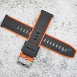 Силиконова каишка за часовник SN2041BC, Черно-оранжева, 20мм