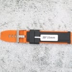 Силиконова каишка за часовник SN2041BC, Черно-оранжева, 20мм