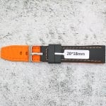 Силиконова каишка за часовник SN2042BC, Черно-оранжева, 20мм