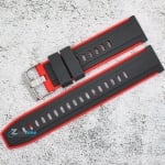 Силиконова каишка за часовник SN2091BC, Черно-червена, 20мм