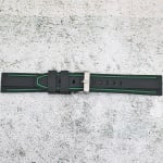 Силиконова каишка за часовник SN2096BC, Черно-зелен, 20мм