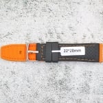 Силиконова каишка за часовник SN2242BC, Черно-оранжева, 22мм